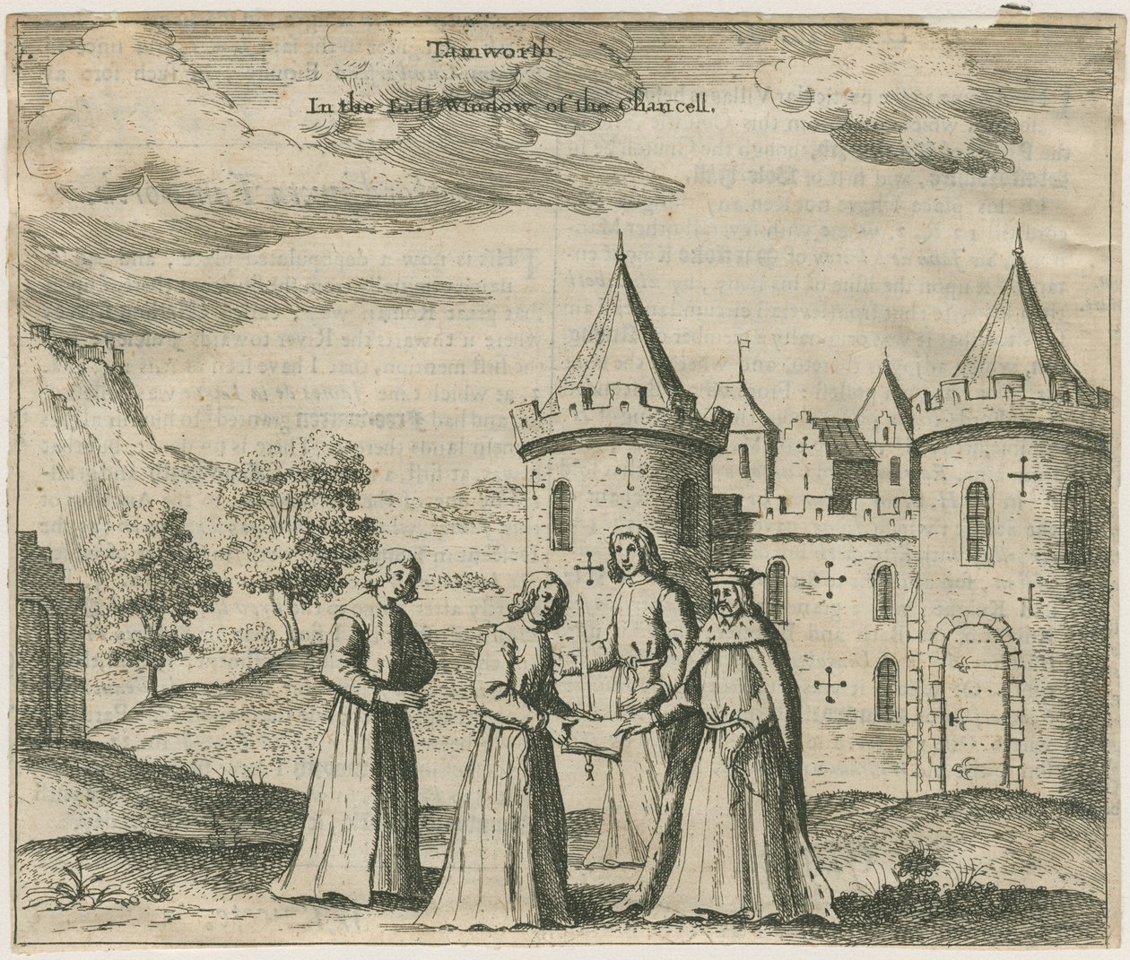 塔姆沃思城堡-窗户玻璃：雕刻，nd [？17th cent]（印刷） 作者 威廉·杜格代尔