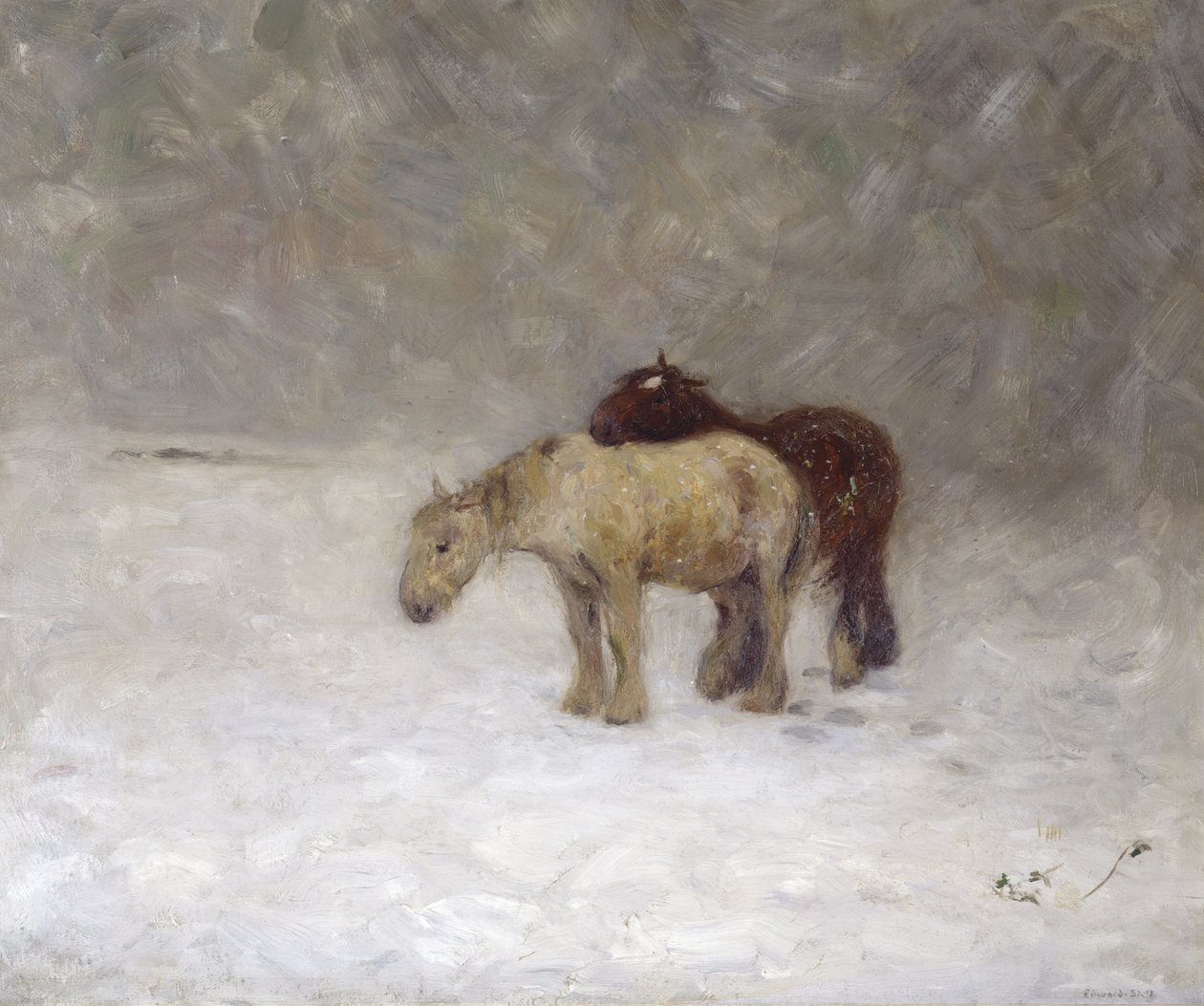 一场暴风雪，约于1891年（布面油画） 作者 威廉·爱德华·斯托特