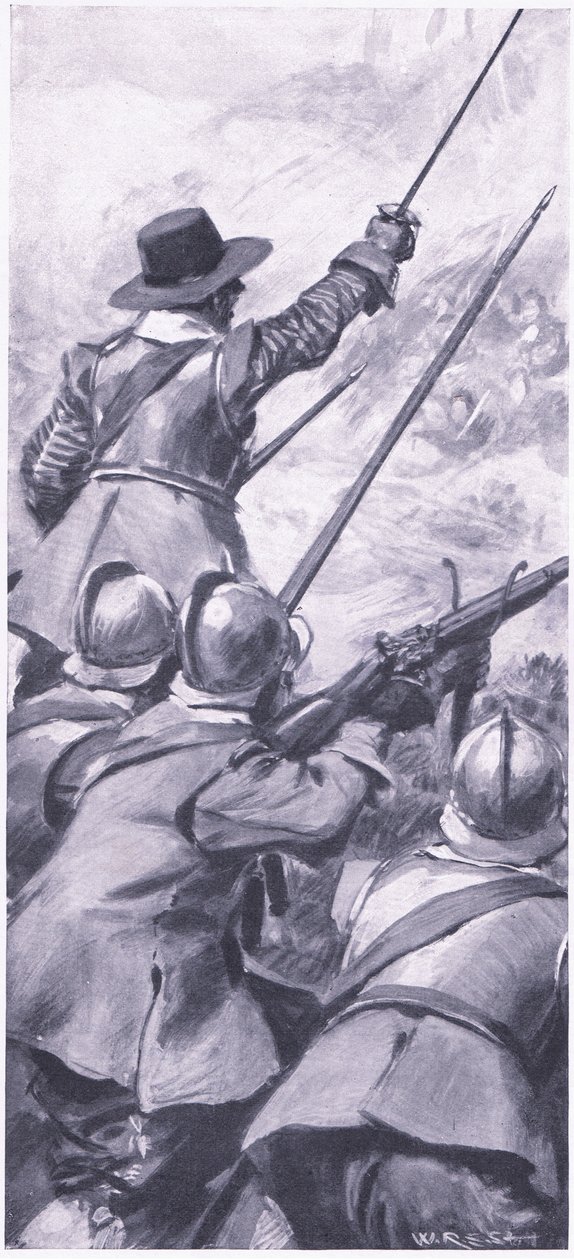 Killiecrankie战役中的低地人，1915年英国陆地和海上战役的插图 作者 威廉·爱德华·斯托特