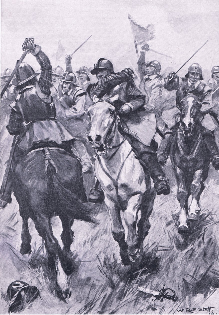 1615年9月3日Dunbar的骑兵冲突，1915年英国陆地和海上战役的插图 作者 威廉·爱德华·斯托特