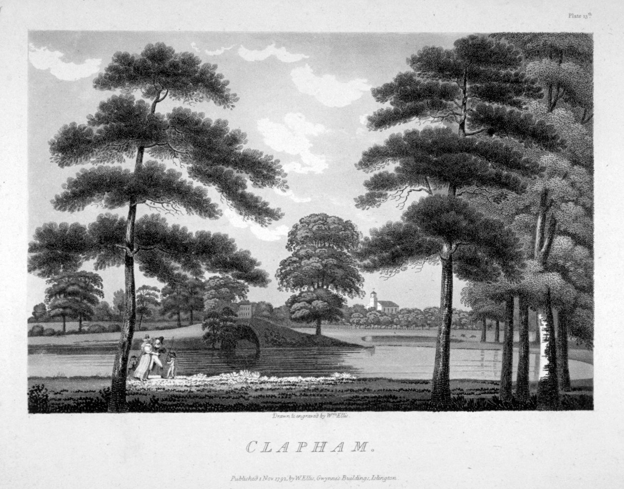 伦敦克拉珀姆的景色，1792年 作者 威廉·埃利斯