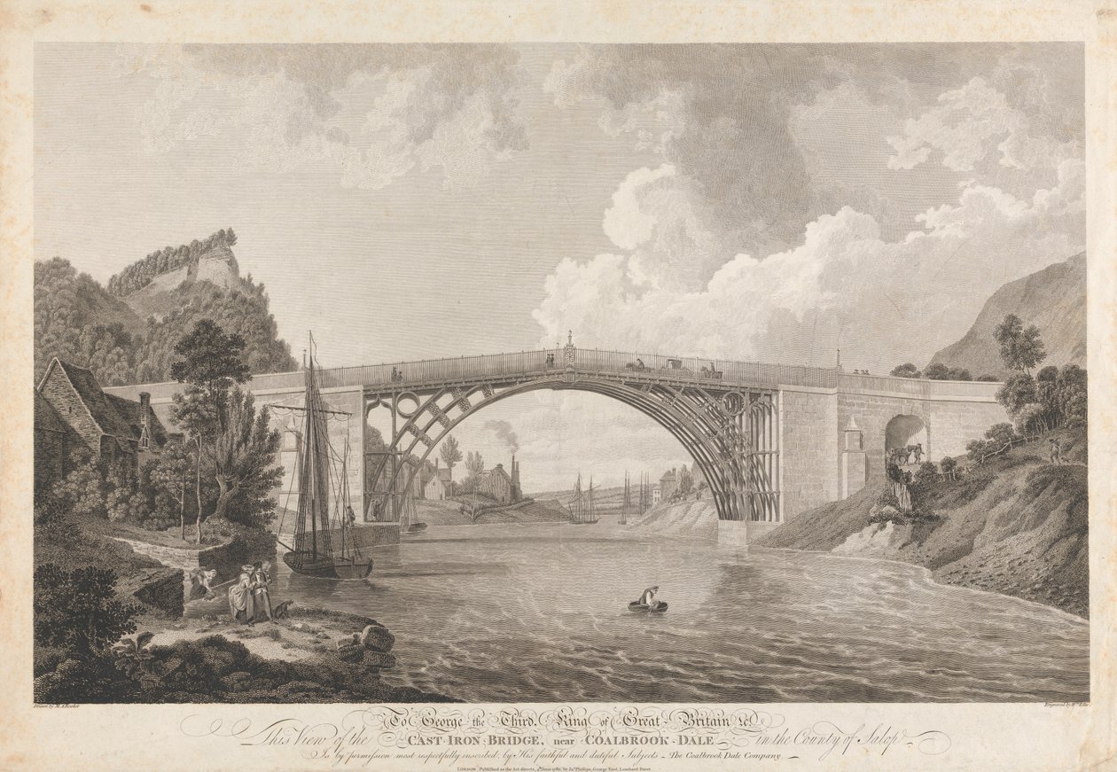 Coalbrookdale 附近铸铁桥的景观 作者 威廉·埃利斯