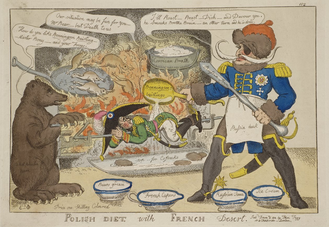 威廉·埃尔姆斯 (William Elmes) 的“法式甜点波兰饮食”，1812 年 12 月 8 日出版 作者 威廉·埃尔姆斯