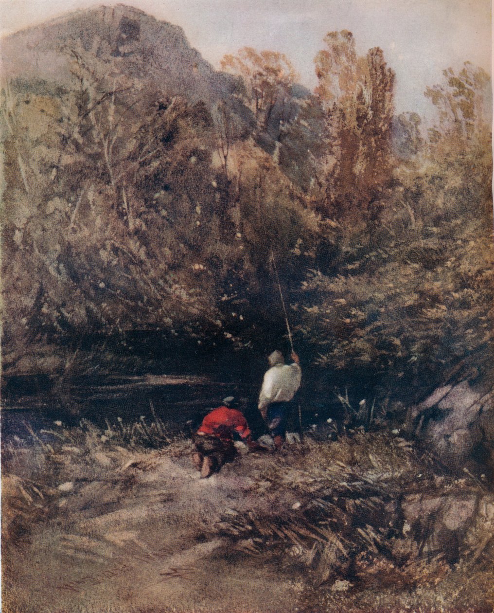 景观，与渔民在一起，1843年，1924年 作者 威廉·埃文斯