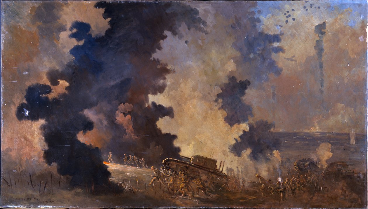迪耶普，1942 年 8 月（布面油画） 作者 威廉·弗朗西斯·朗斯塔夫
