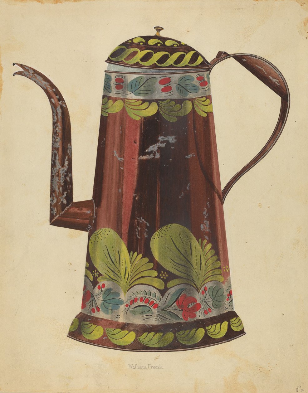 Toleware锡咖啡壶，约1937年。 作者 威廉·弗兰克