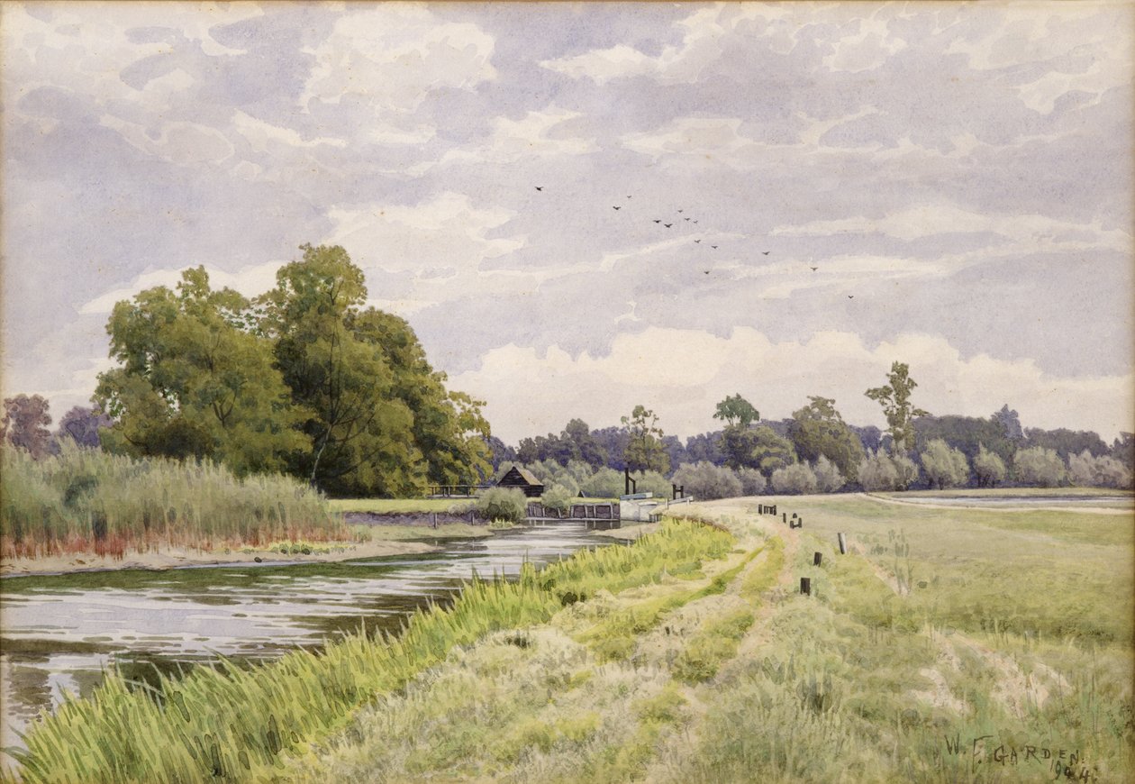 在Ouse河上，Hemingford Gray，1904年 作者 威廉·弗雷泽花园