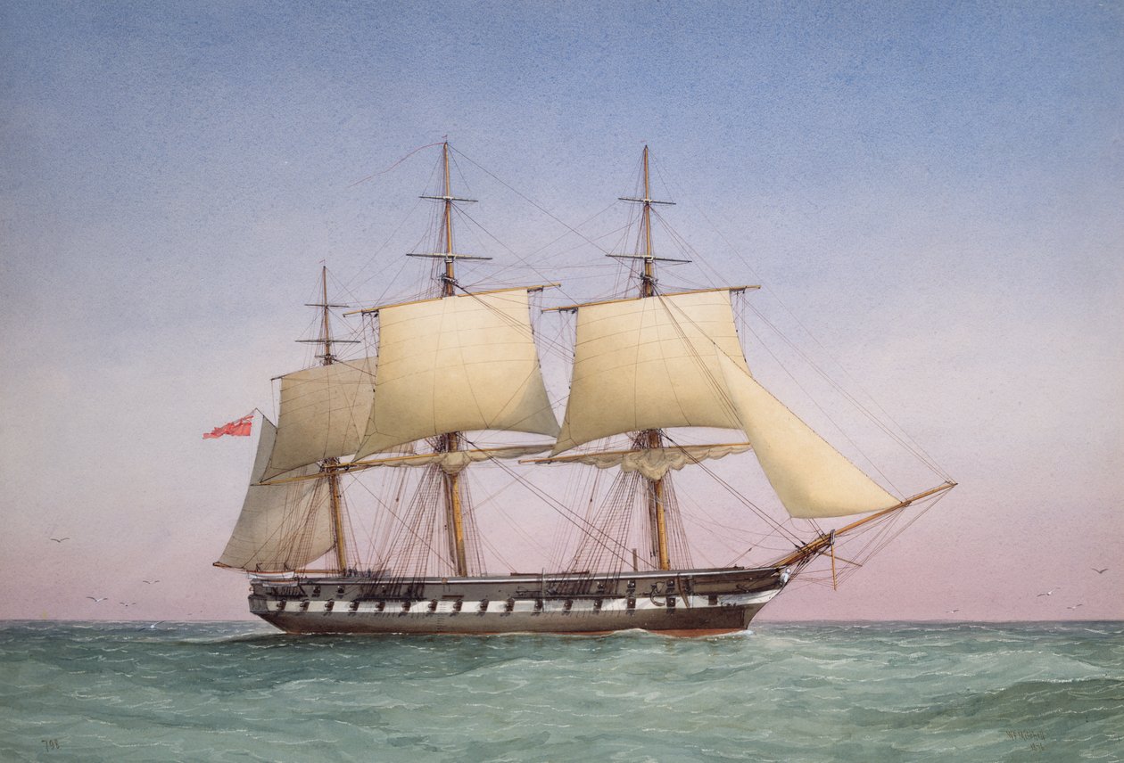 &39;50 -gun Frigate HMS&39;Arethusa&39;，1876年 作者 威廉·弗雷德里克·米切尔