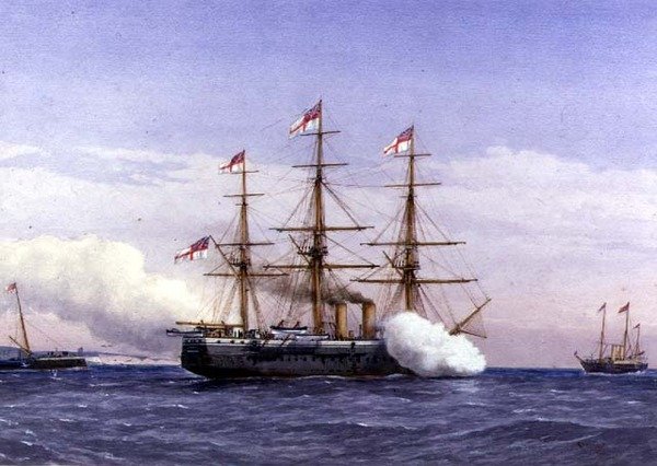 H.M.S. Bacchante与H.M. Yacht Osborne合作 作者 威廉·弗雷德里克·米切尔