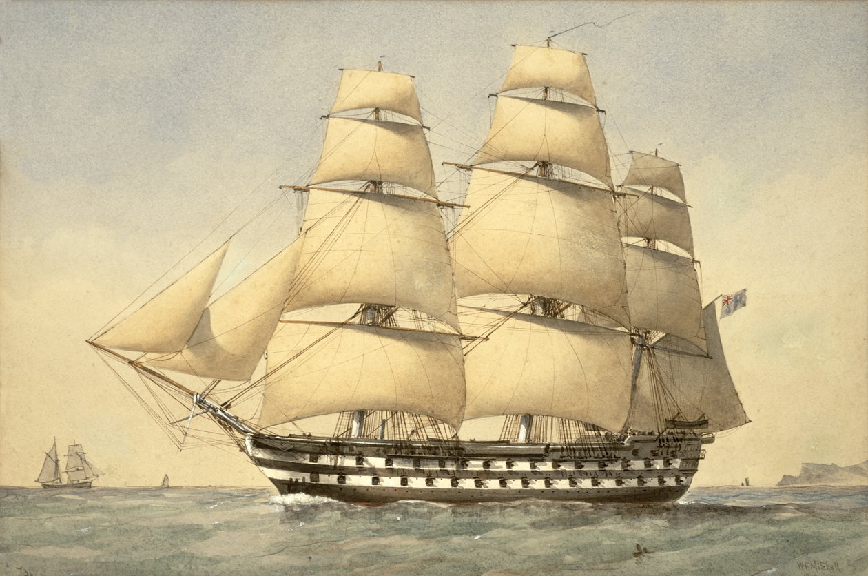 HMS Bellerophon离开海岸，1875年 作者 威廉·弗雷德里克·米切尔