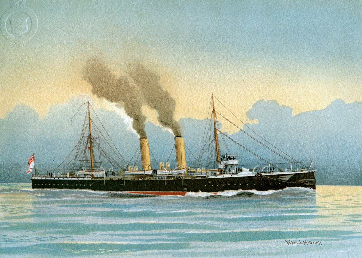 HMS Latona，皇家海军2级巡洋舰，c1890-c1893。 作者 威廉·弗雷德里克·米切尔