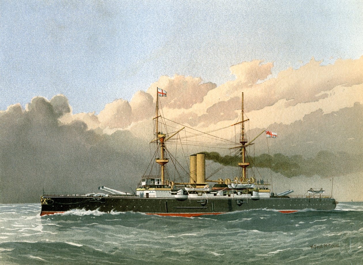 HMS皇家主权，皇家海军1级战列舰，c1890-c1893。 作者 威廉·弗雷德里克·米切尔