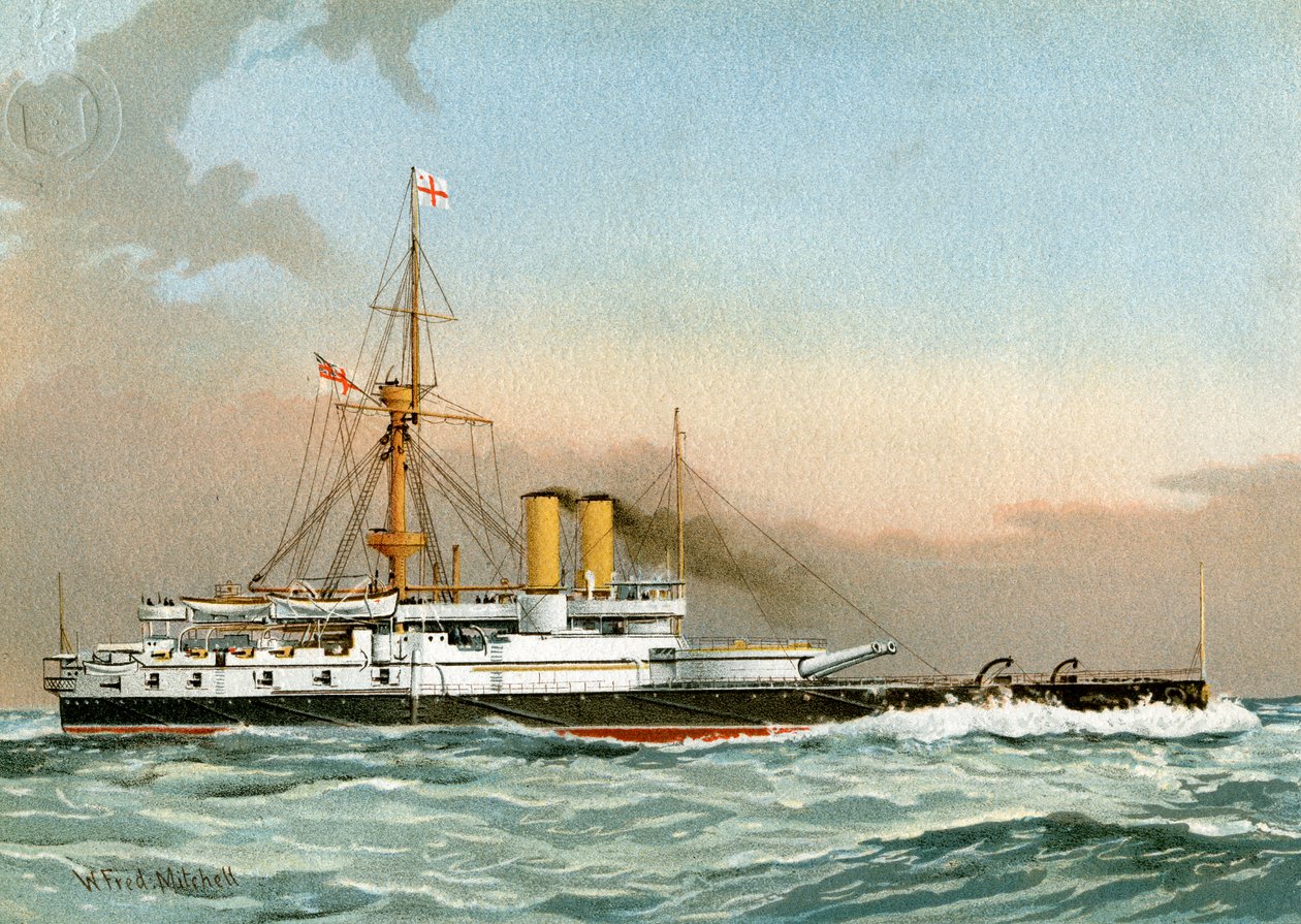 HMS Victoria，皇家海军1级战列舰，c1890-c1893。 作者 威廉·弗雷德里克·米切尔
