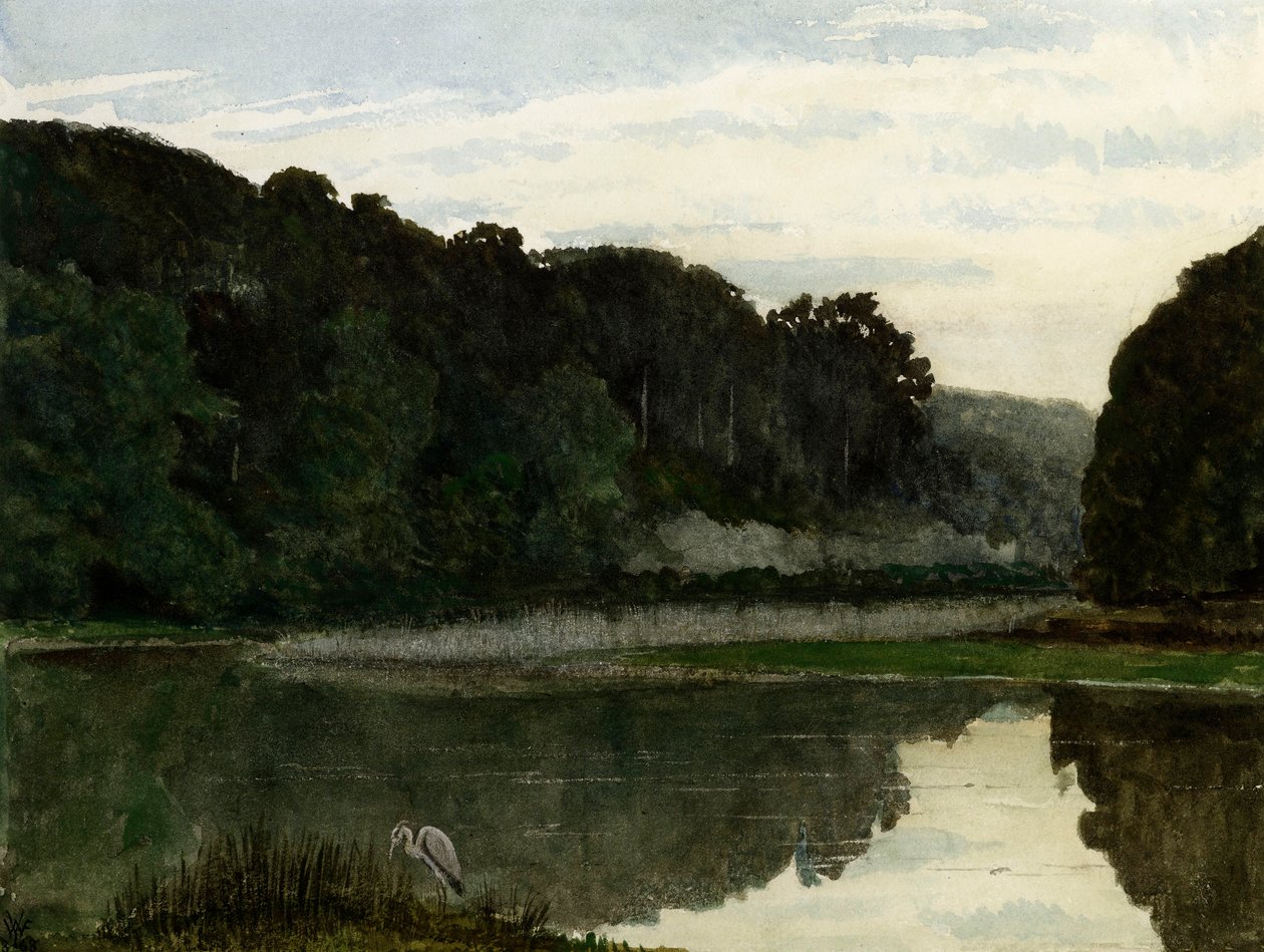 景观与苍鹭，1868年 作者 威廉·弗雷德里克·叶姆斯