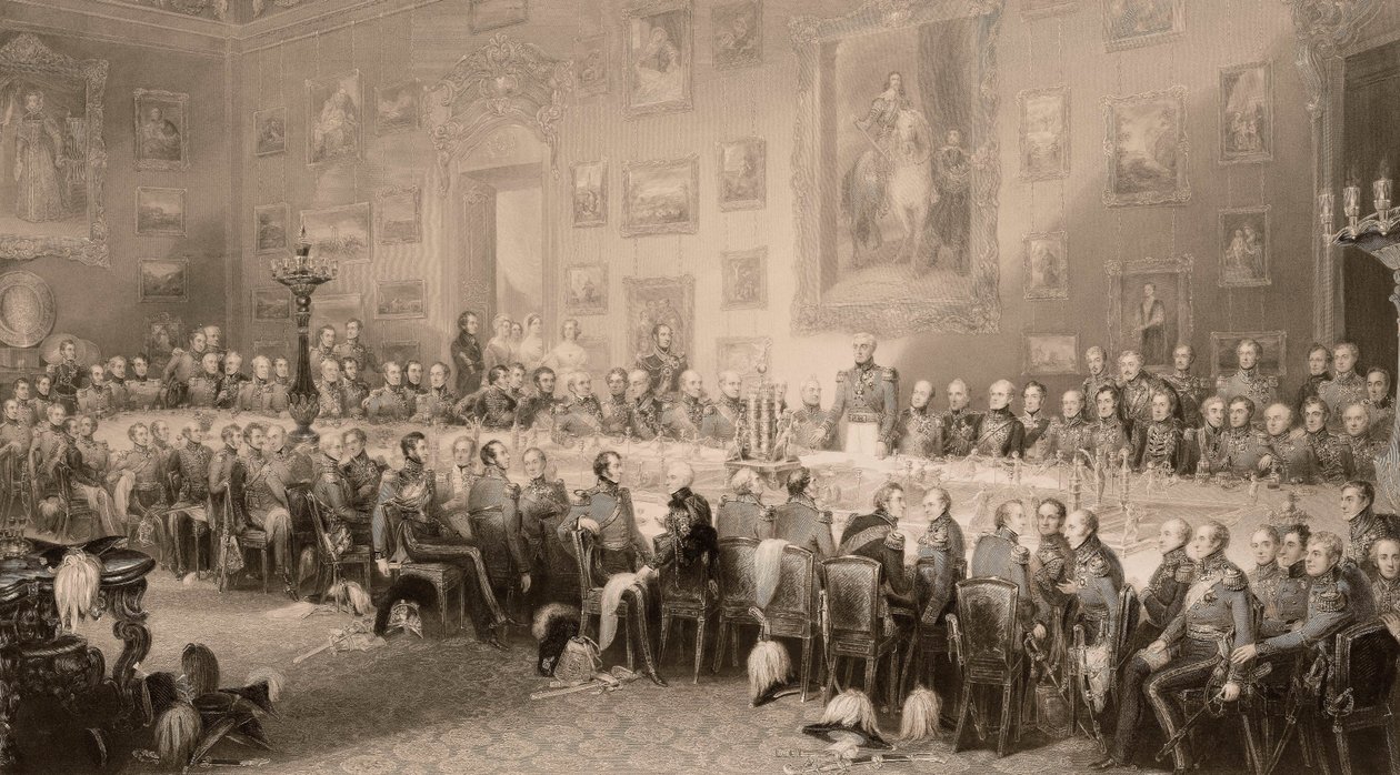 1836年6月18日在Aspley House举行的滑铁卢宴会。 作者 威廉·格特巴赫