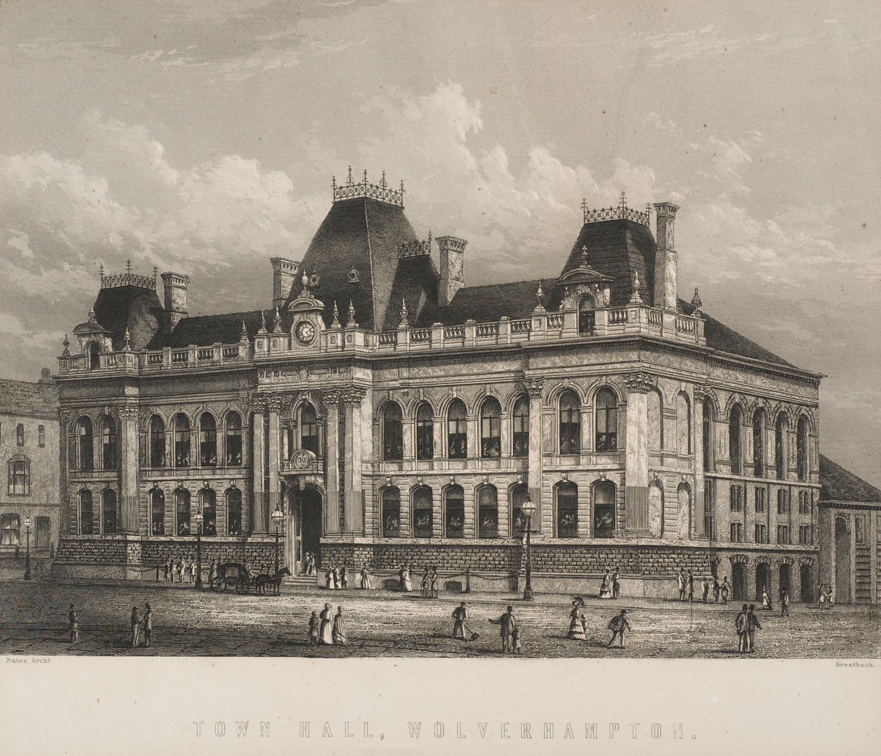 市政厅，伍尔弗汉普顿，c.1871 作者 威廉·格特巴赫