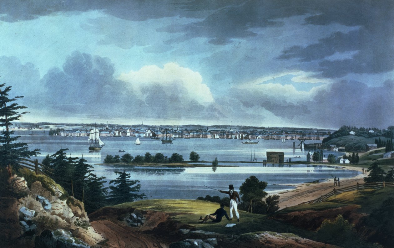 纽约布鲁克林高地附近，1820-23（彩色aquatint） 作者 威廉·盖·沃尔