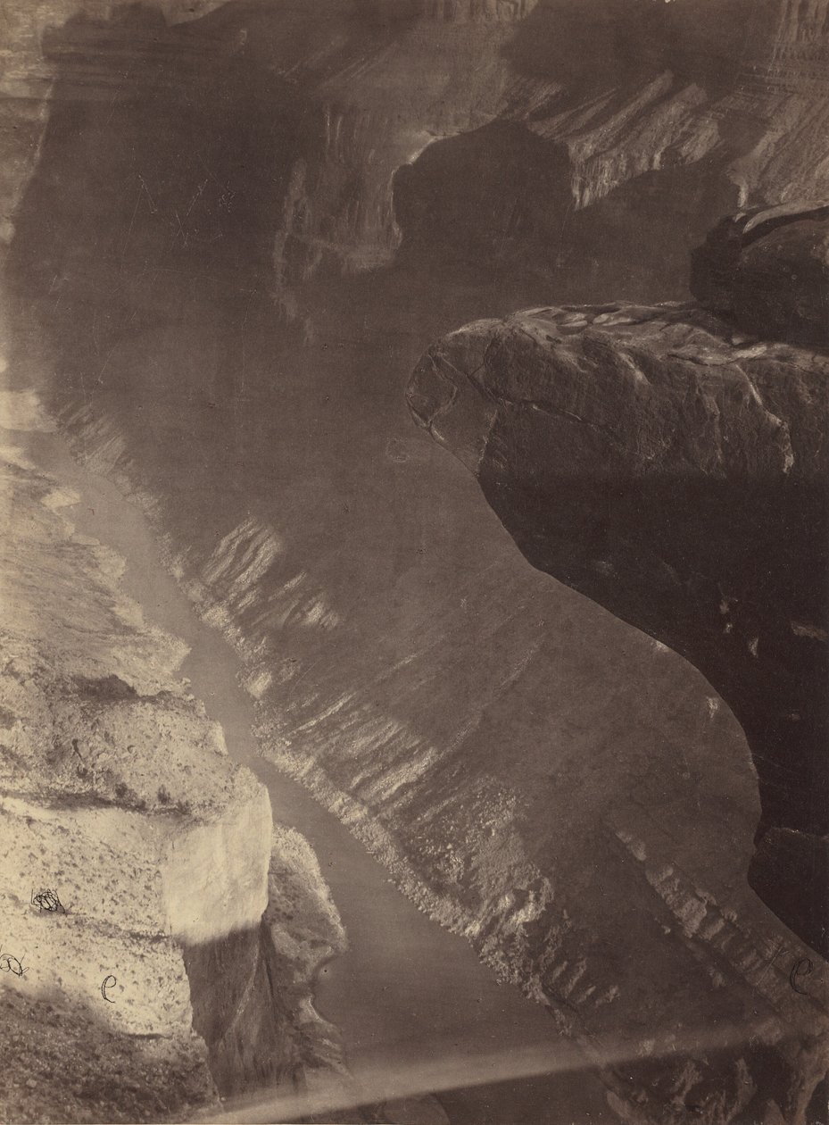 向南看大峡谷，科罗拉多河，Sheavwitz Crossing，1872年。 作者 威廉·贝尔