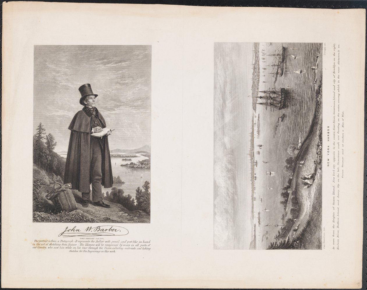 A. John W. Barber; B. New York Harbor, c.1849 (engraving) 作者 威廉·H·道加尔