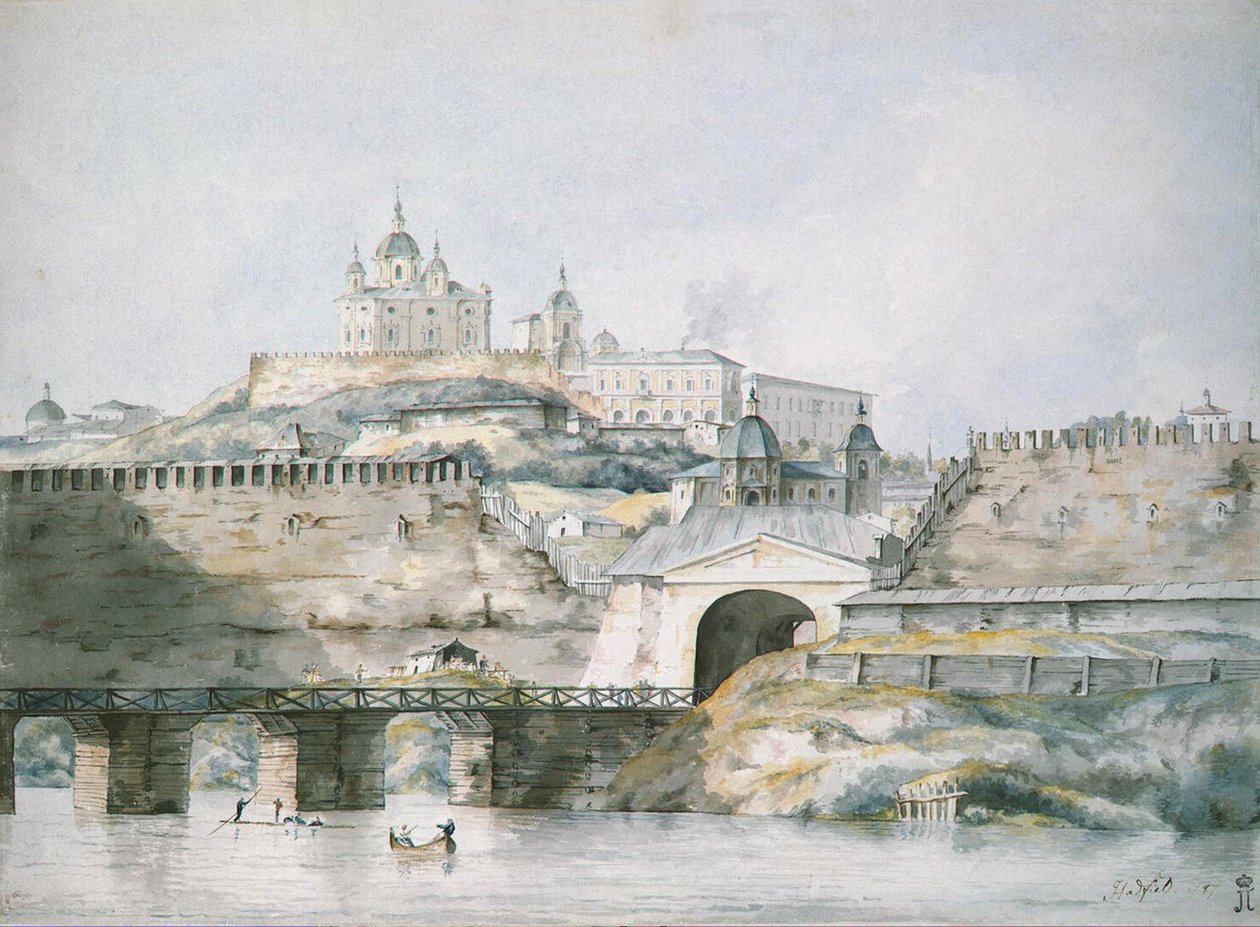 斯摩棱斯克市景，1787年 作者 威廉·哈德菲尔德
