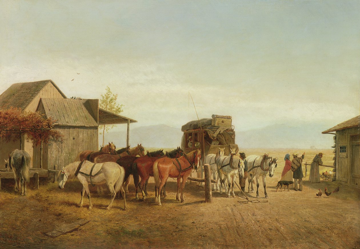 加州驿马车停止，1875年 作者 威廉·哈恩