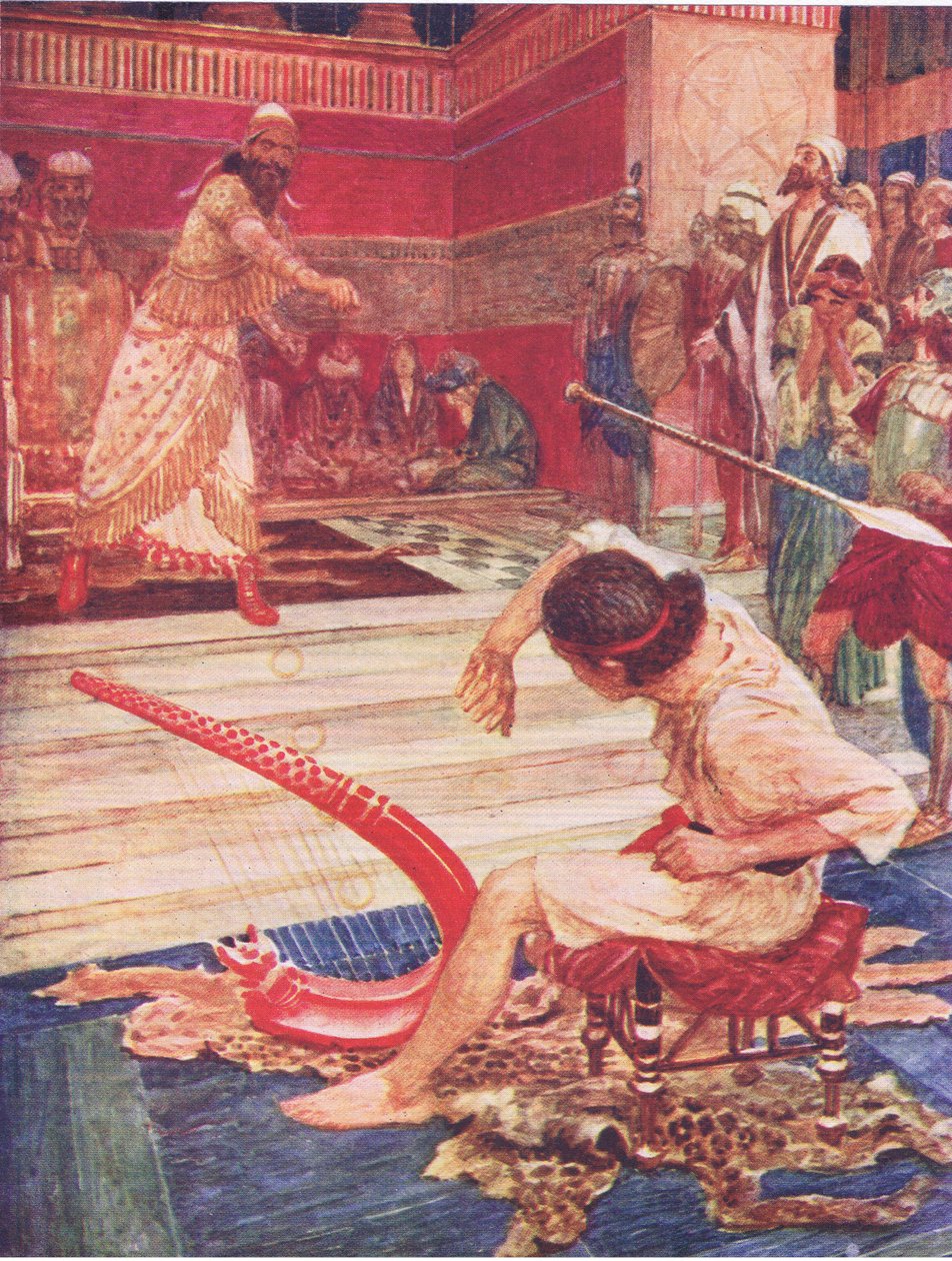 扫罗和大卫，来自Hodder＆Stoughton出版的“圣经故事”，1930年 作者 威廉·哈瑟雷尔