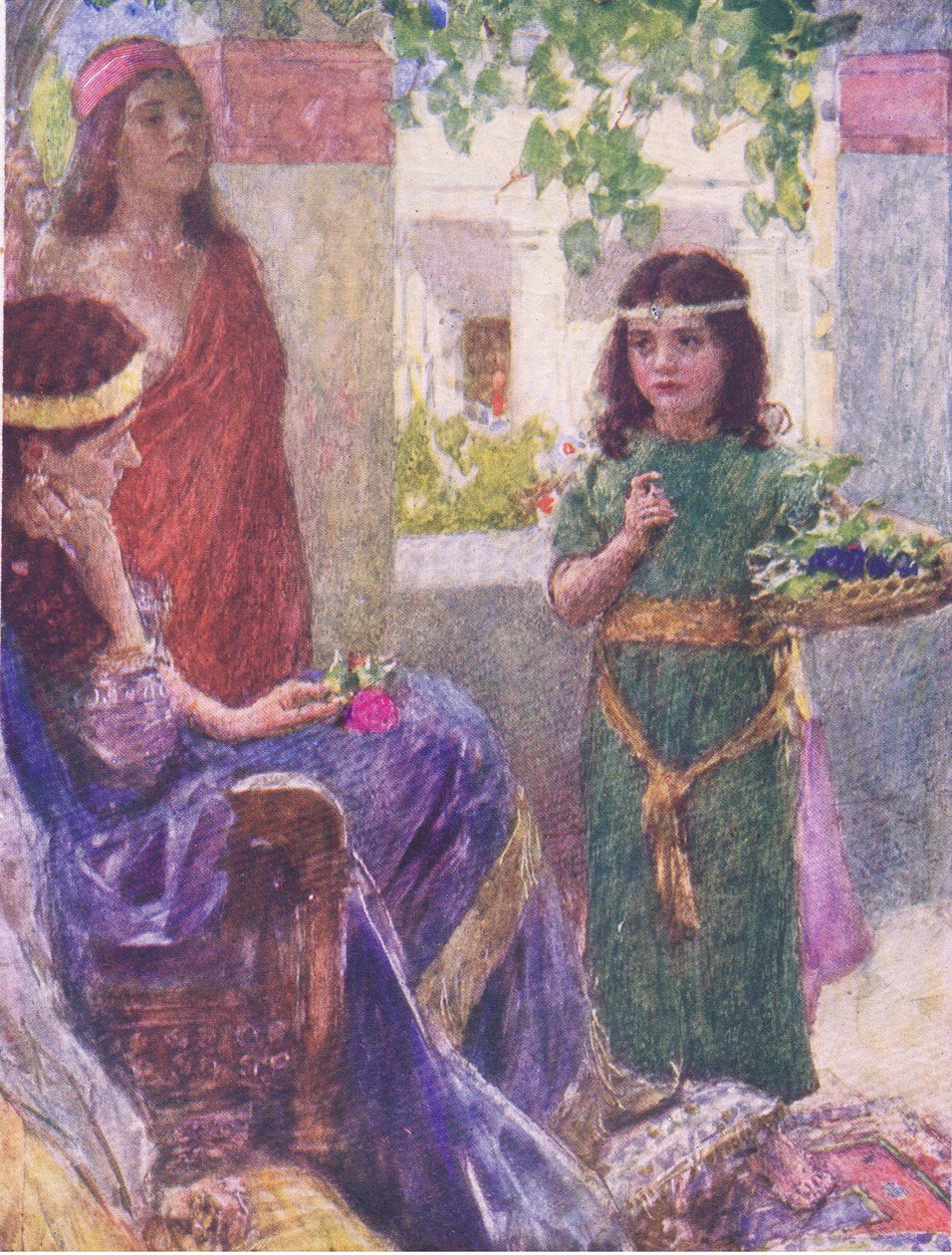 Namans妻子的小女仆，来自Hodder＆Stoughton出版的“圣经故事”，c.1930 作者 威廉·哈瑟雷尔