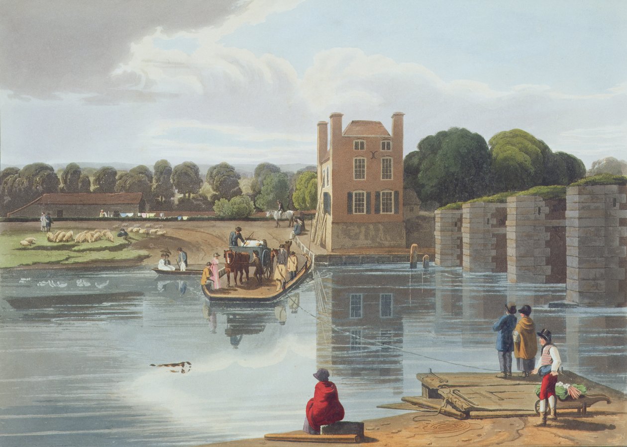 温莎附近的Datchet Ferry，由Robert Havell the Younger（1793-1878）于1818年出版（aquatint） 作者 威廉·哈维尔