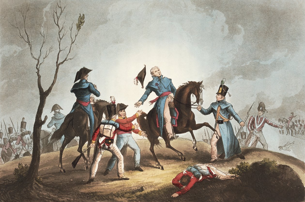 1809年1月17日约翰摩尔爵士（1761-1809）的死亡，来自1899年至1815年的“英国和她的盟友的军事成就”，詹姆斯詹金斯，托马斯萨瑟兰（1785年）博士 作者 威廉·希思