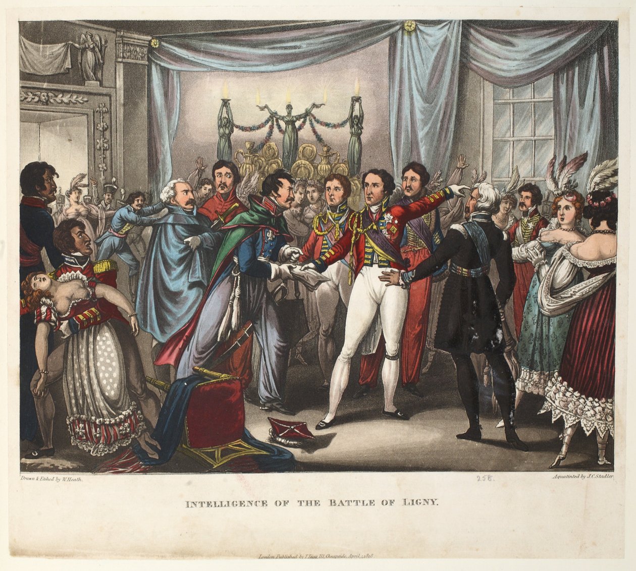 JC Stadler，酒吧的Ligny战役的智慧，aquatint。由Tegg，1818年4月（aquatint） 作者 威廉·希思