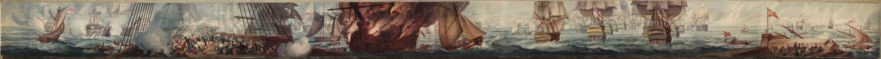 特拉法加战役全景，约 1820 年（水彩画） 作者 威廉·希思