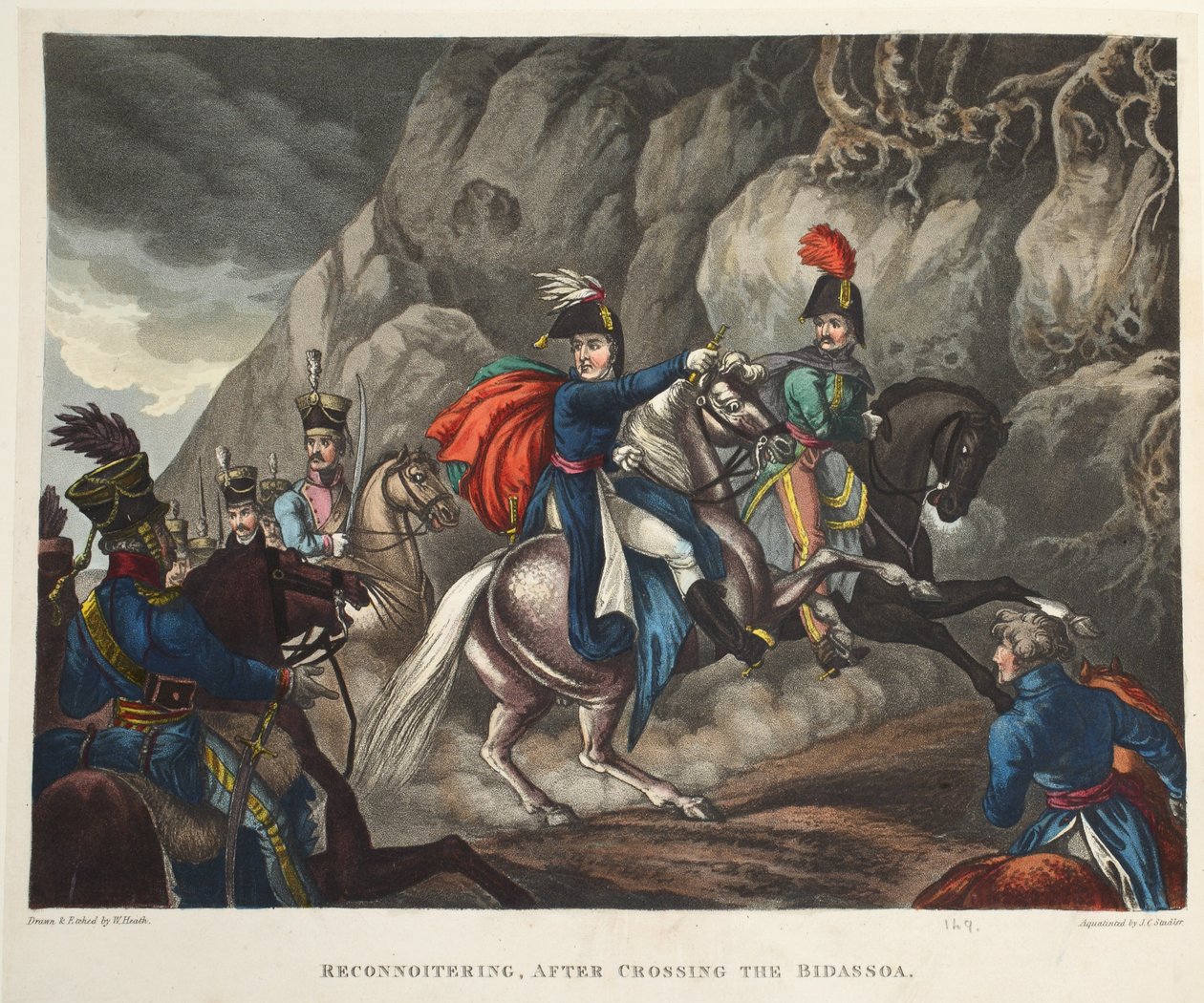 在穿过Bidassoa之后，通过JC Stadler，酒吧的aquatint进行了重新调整。由Tegg，1818年4月（aquatint） 作者 威廉·希思