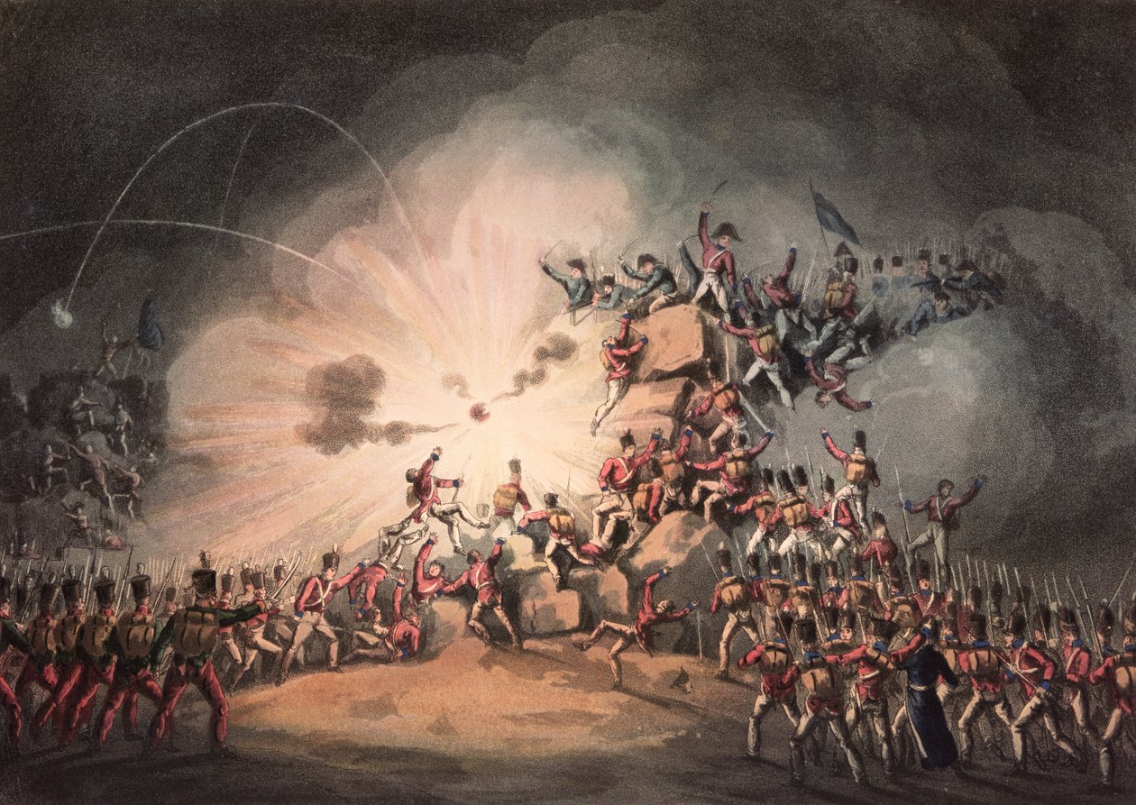1813年1月19日，罗德里戈城的风暴，托马斯·萨瑟兰（bc1785）（aquatint） 作者 威廉·希思