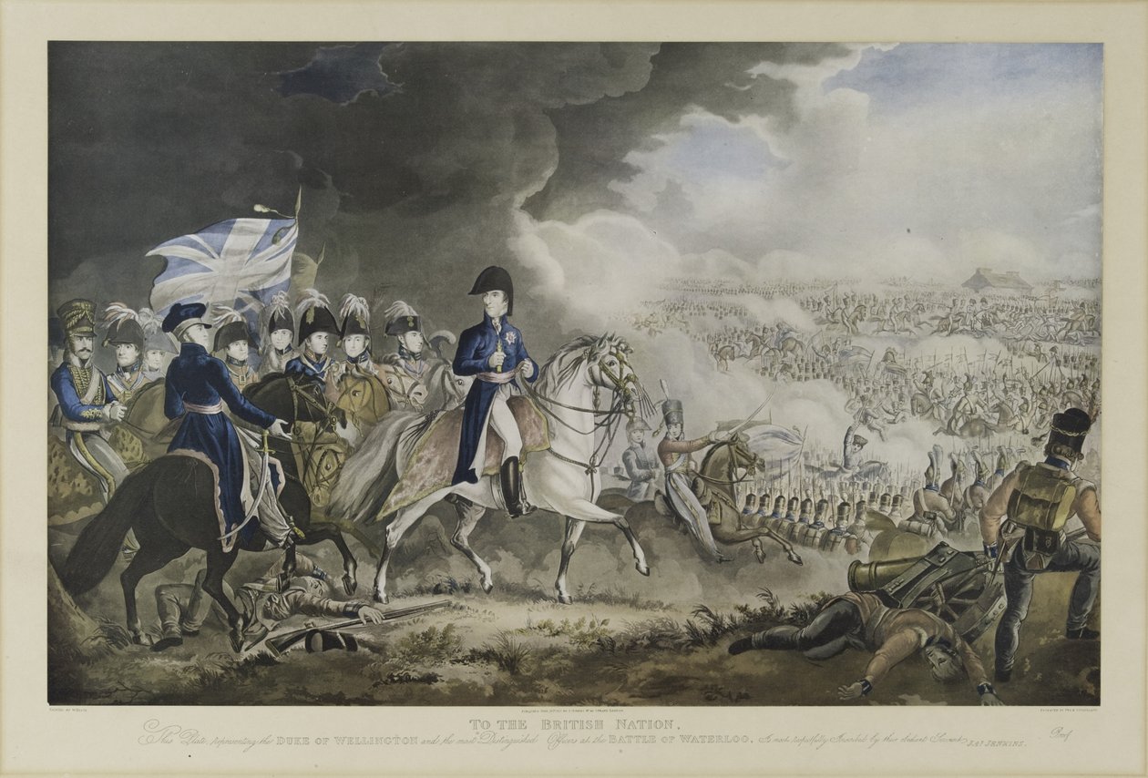 1815年6月18日，滑铁卢战役中的惠灵顿公爵和最杰出的军官，WT Fry和T. Sutherland的作品，由J. Jenkins出版，伦敦，18 作者 威廉·希思