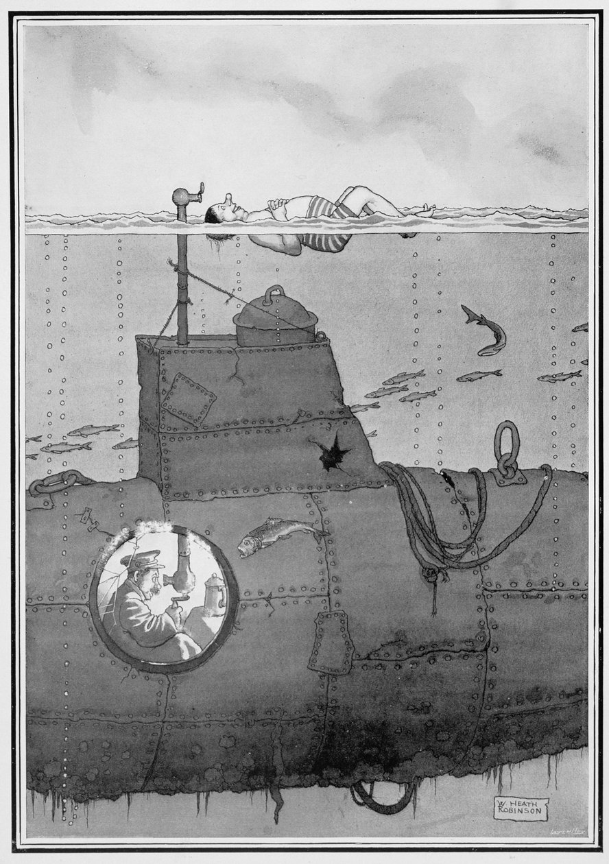 潜艇，来自一些可怕的战争图片，1915年（打印） 作者 威廉·希思·罗宾逊