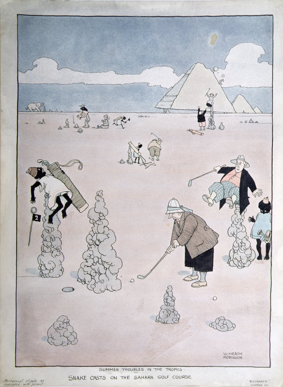 Summer Troubles in the Tropics - Snake Casts on the Sahara Golf Course (pen, ink and watercolor) 作者 威廉·希思·罗宾逊
