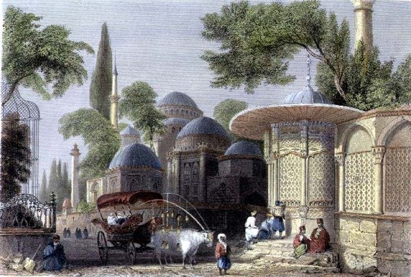 Chahzade的喷泉和清真寺，由Roberts Sands（1792-1855）雕刻，约1850年（水印）。 作者 威廉·亨利（后）巴特利特