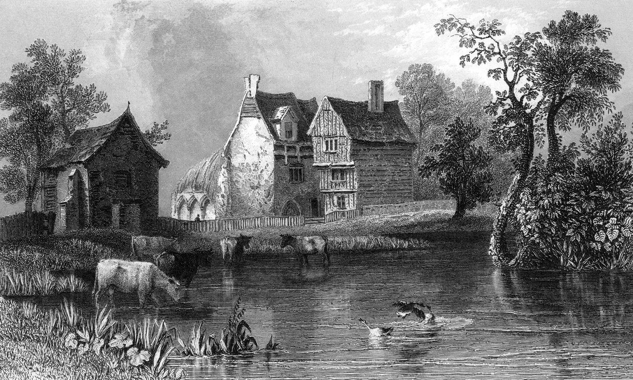 1832年，由查尔斯·马特拉姆（Charles Mottram）雕刻的贝尔吉修道院（Beleigh Abbey 作者 威廉·亨利·巴特利特