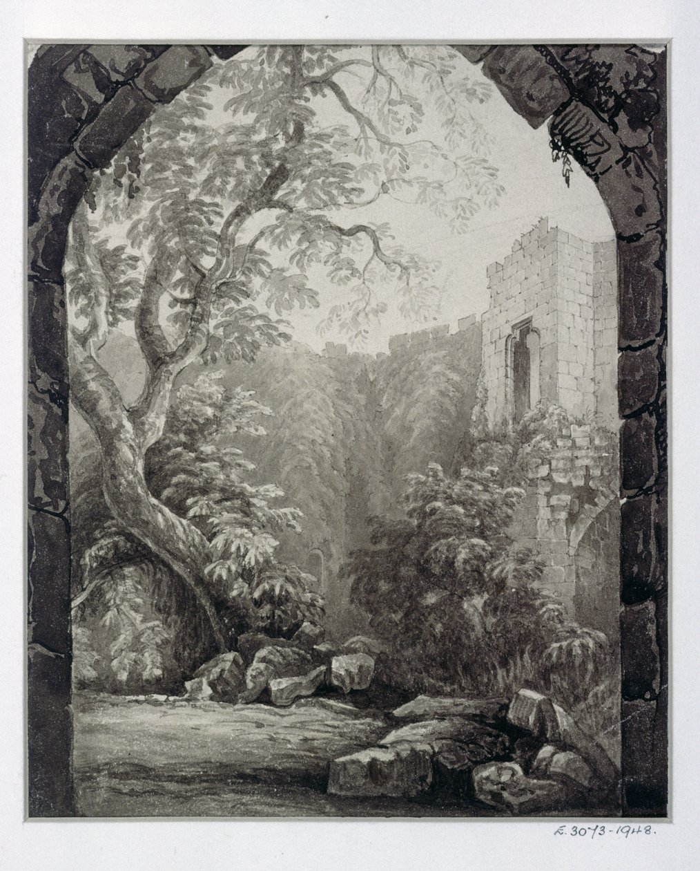 Cliffords Tower，York，Interior，1827 作者 威廉·亨利·巴特利特