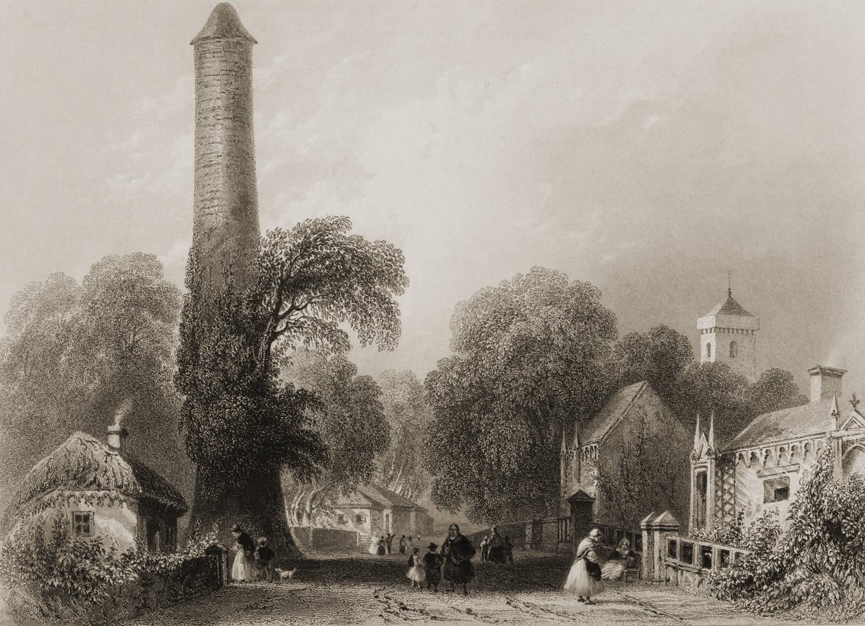 Clondalkin，都柏林郡，爱尔兰，来自&39;爱尔兰的风景和古物&39;，George Virtue，1860年代 作者 威廉·亨利·巴特利特