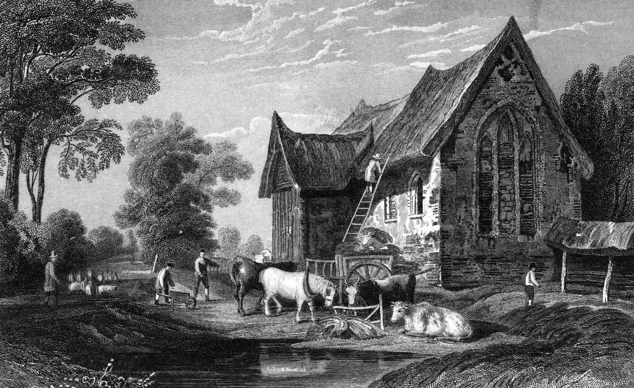艾格斯的Coggeshall Abbey，由George Virtue出版，1833年 作者 威廉·亨利·巴特利特