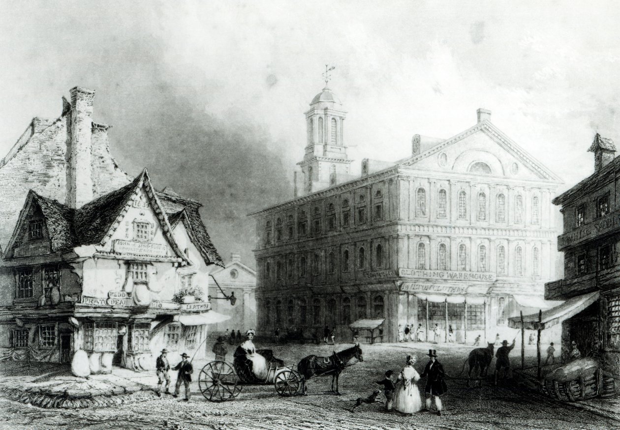 Faneuiel Hall，波士顿 作者 威廉·亨利·巴特利特