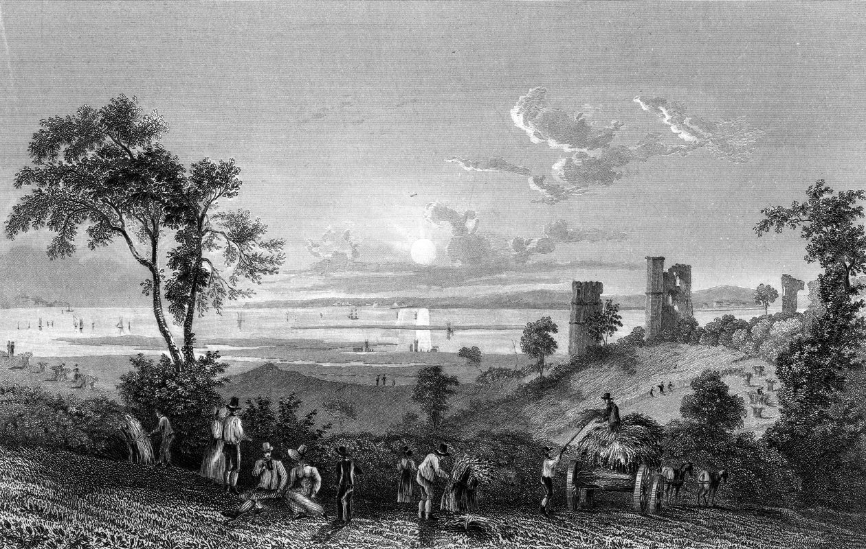 艾塞克斯的Hadleigh城堡，看向Sheerness，由威廉·沃特金斯（William Watkins）雕刻，1835年 作者 威廉·亨利·巴特利特