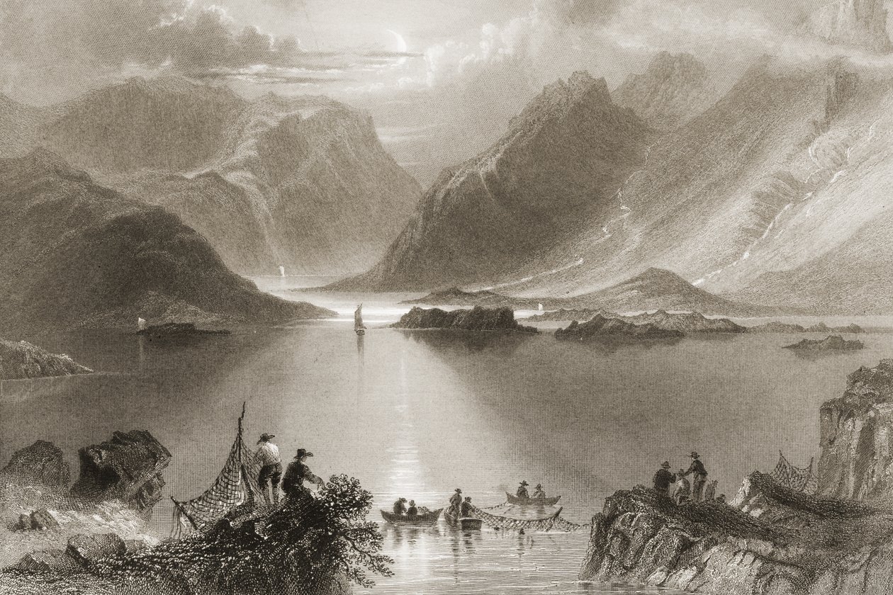 爱尔兰梅奥郡的Killary Harbour，来自George Virtue的“爱尔兰的风景和古物”，1860年代 作者 威廉·亨利·巴特利特