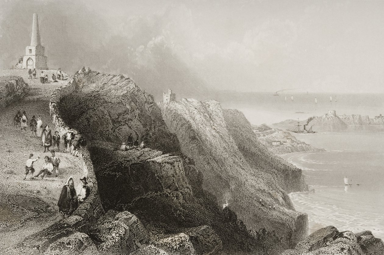 爱尔兰都柏林郡Killiney Hill，来自George Virtue的“爱尔兰的风景和古物”，1860年代 作者 威廉·亨利·巴特利特