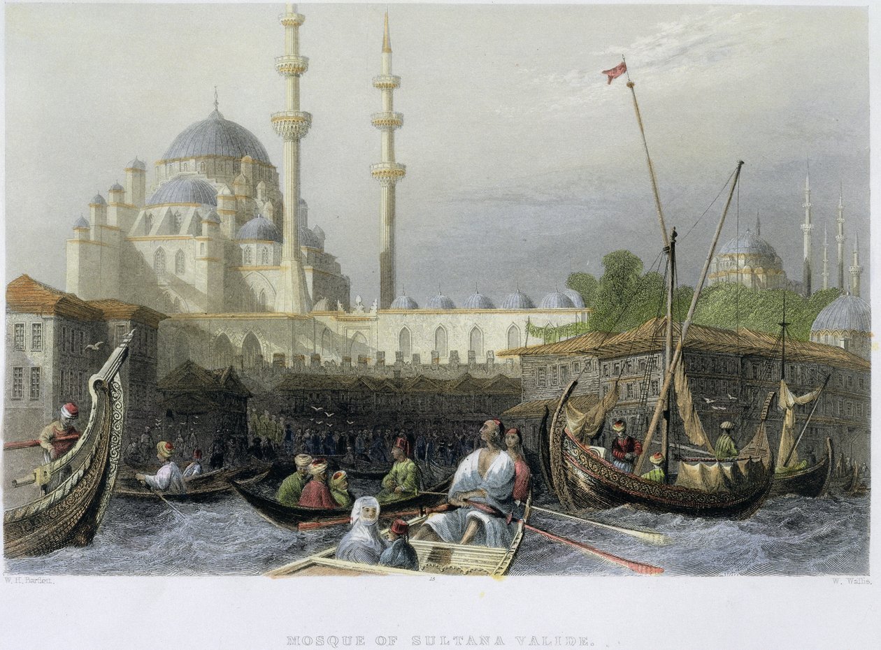 港口的Sultana Valide清真寺，由William Wallis雕刻，1850年（aquatint） 作者 威廉·亨利·巴特利特
