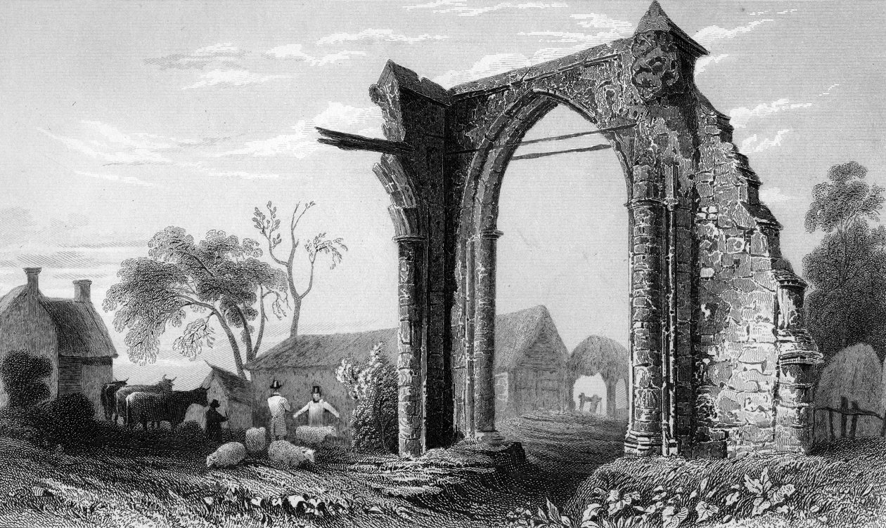 艾塞克斯的Bycknacre Priory的遗迹，由William Tombleson，1832年雕刻 作者 威廉·亨利·巴特利特