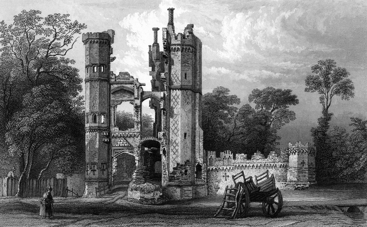 纽约埃尔克斯哈洛附近的虚空霍尔的遗迹，由John Rogers雕刻，1832年（雕刻） 作者 威廉·亨利·巴特利特