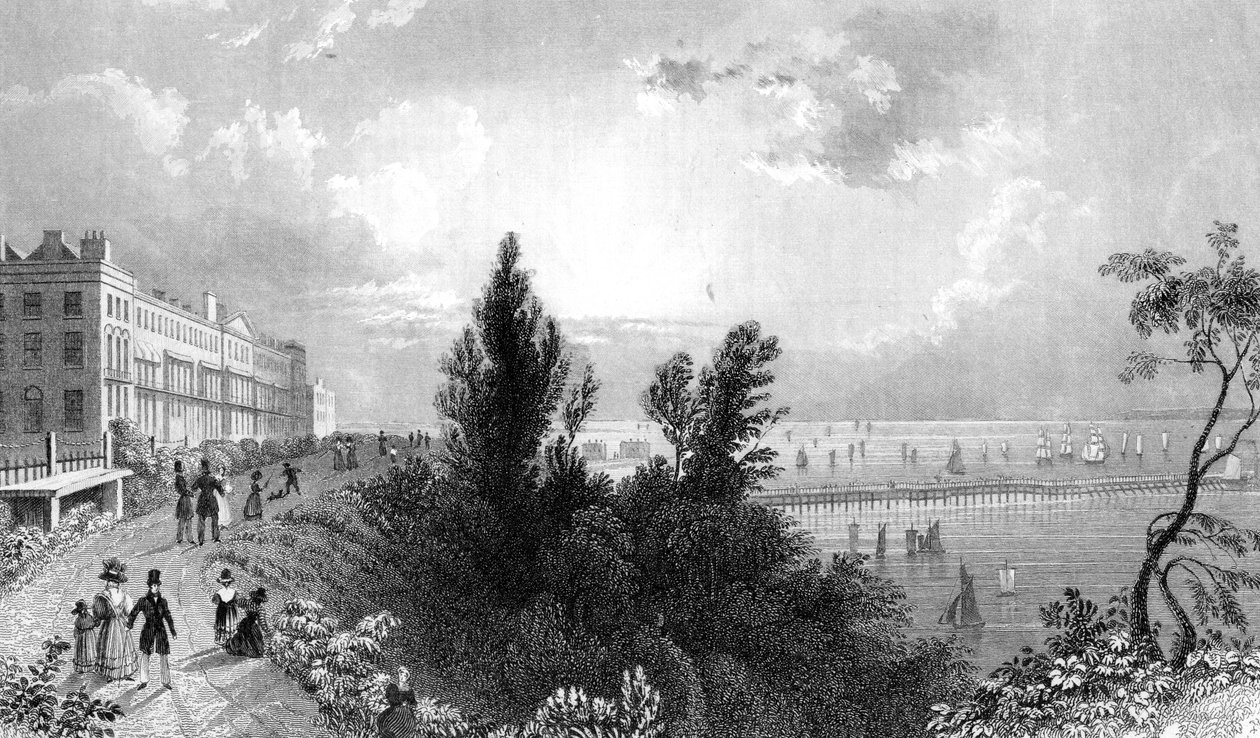 艾塞克斯的Southend Terrace，由Henry Wallis雕刻，1832年 作者 威廉·亨利·巴特利特
