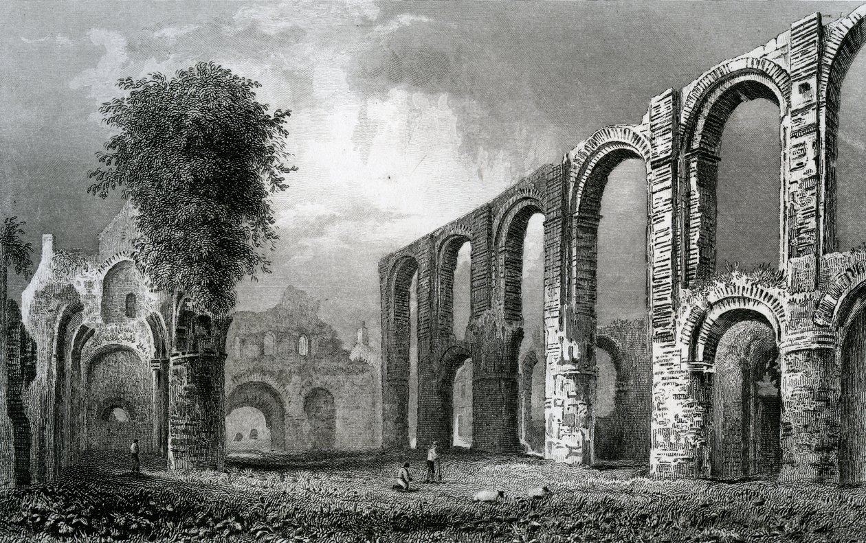 St. Botolph的修道院教堂，科尔切斯特，埃塞克斯，由John Rogers雕刻，1832年 作者 威廉·亨利·巴特利特